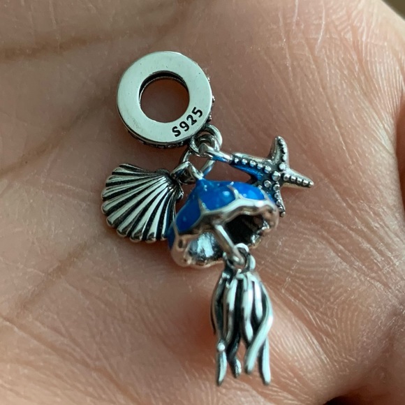 NWOT Glow in the Dark Lucky Jellyfish Dangle Charm 925 Sterling Silver Charm - Picture 7 of 10